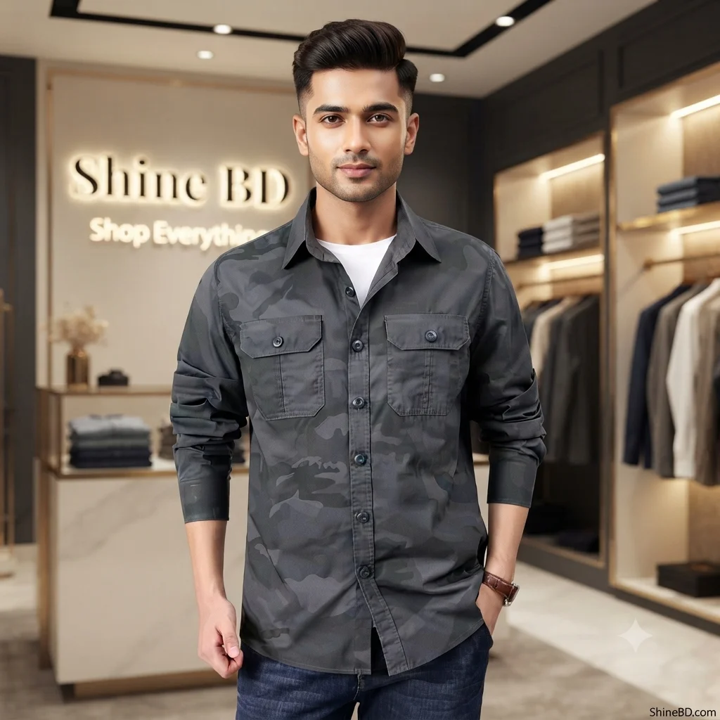 Full sleeves double pocket kemo printed Shirt