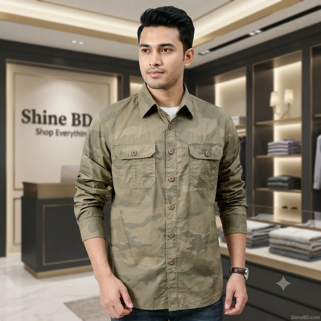 Full sleeves double pocket kemo printed Shirt
