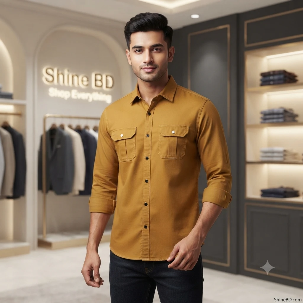 Double Pocket shirt for men( Golden)