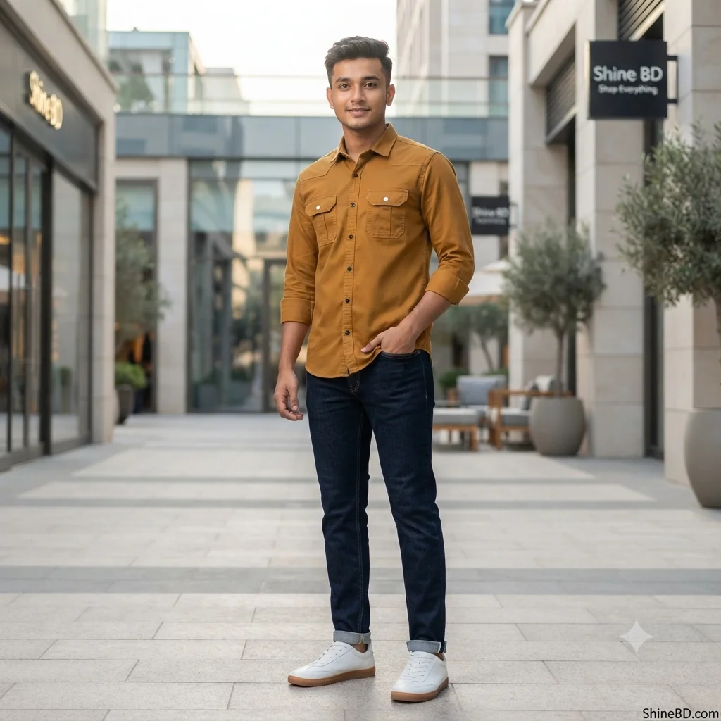 Double Pocket shirt for men( Golden)