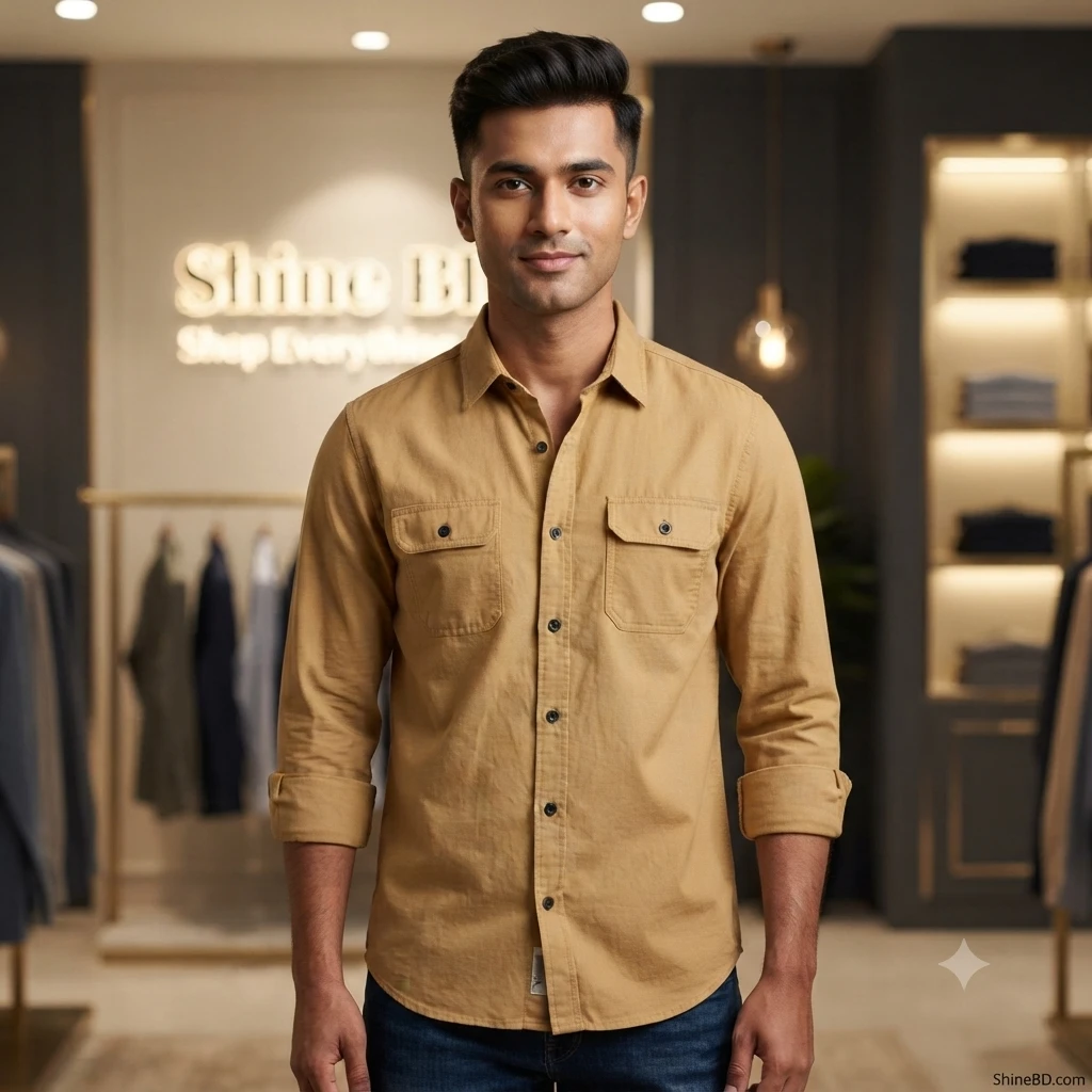 High Thickness Double Pocket Shirt.. ( Biscuit