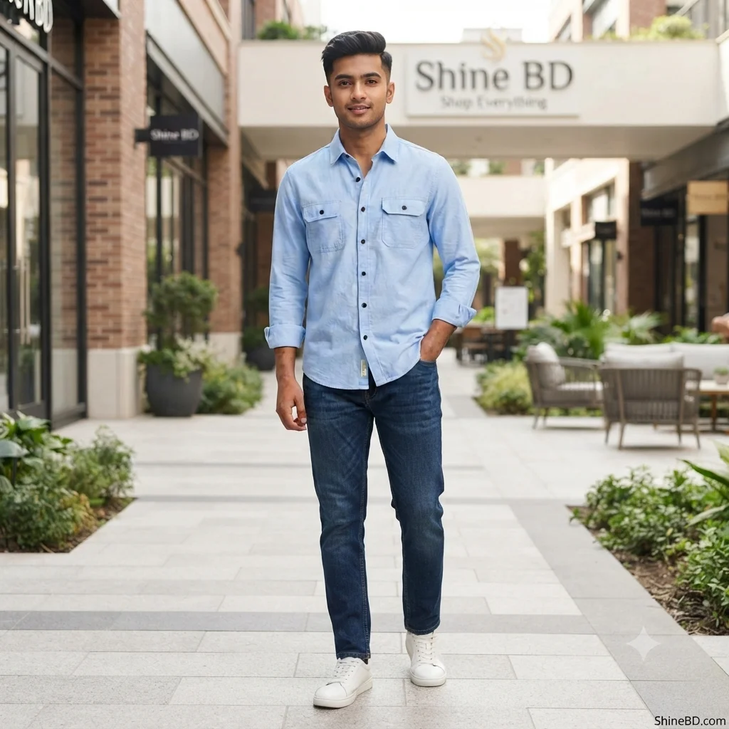 High Thickness Double Pocket Shirt.. ( Sky)