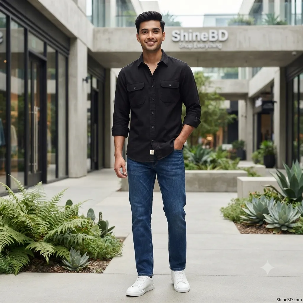 High Thickness Double Pocket Shirt.. ( Black)