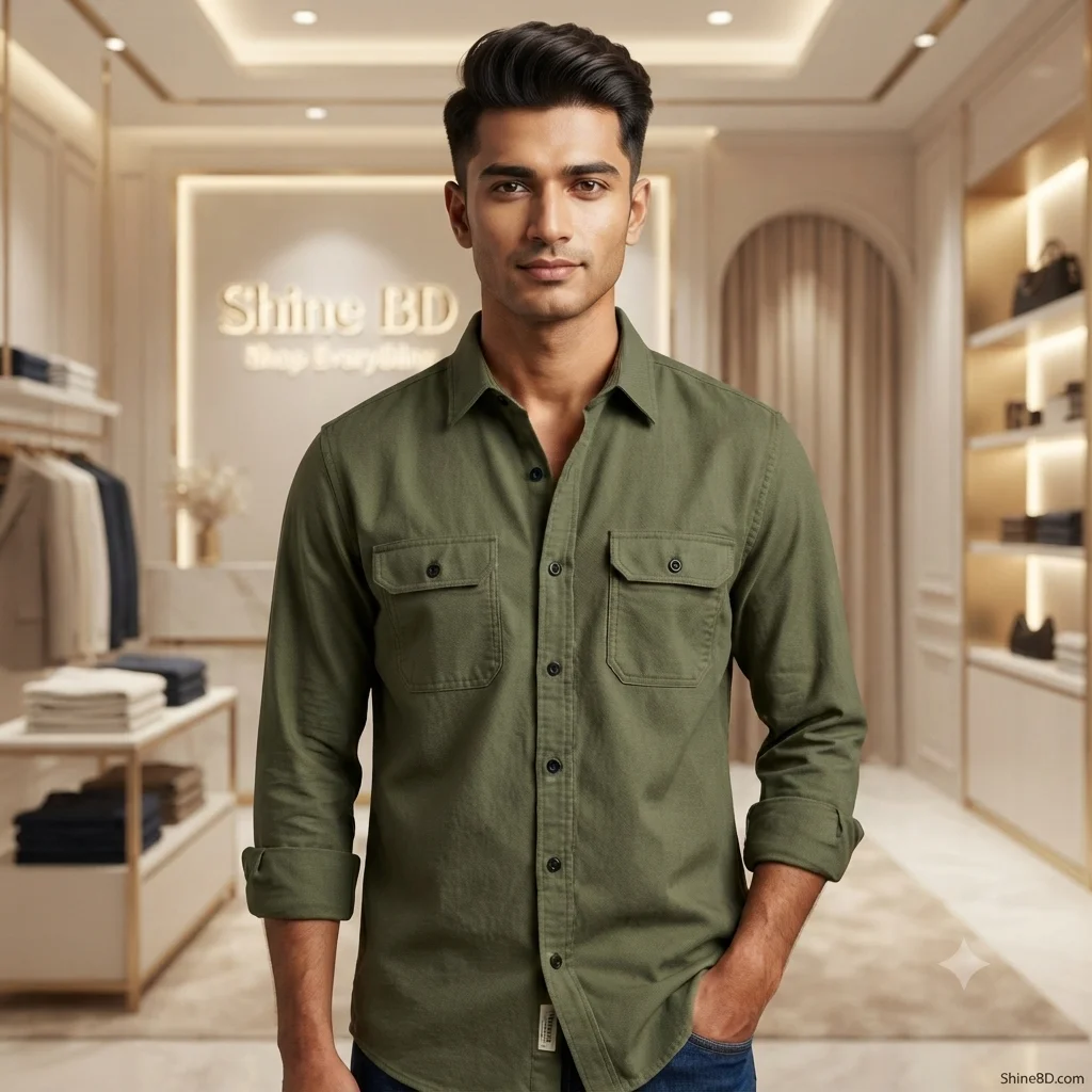 High Thickness Double Pocket Shirt ( Green)