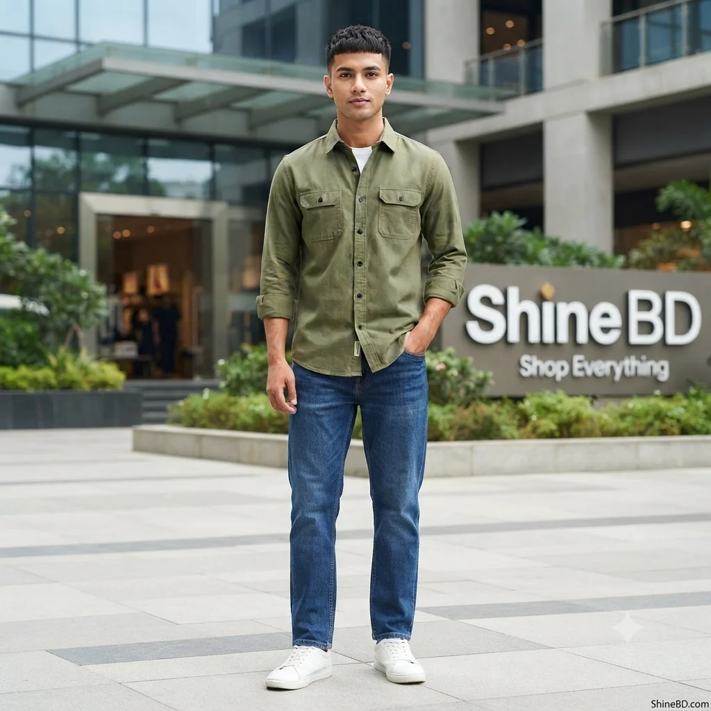High Thickness Double Pocket Shirt ( Green)
