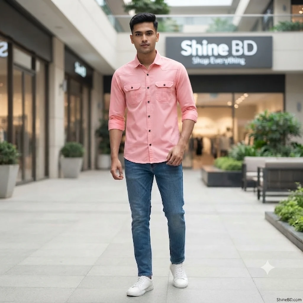 Double Pocket shirt for men( Pink)
