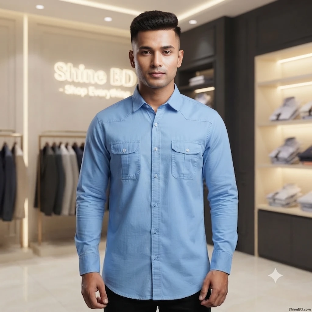 Double Pocket shirt for men(sky)