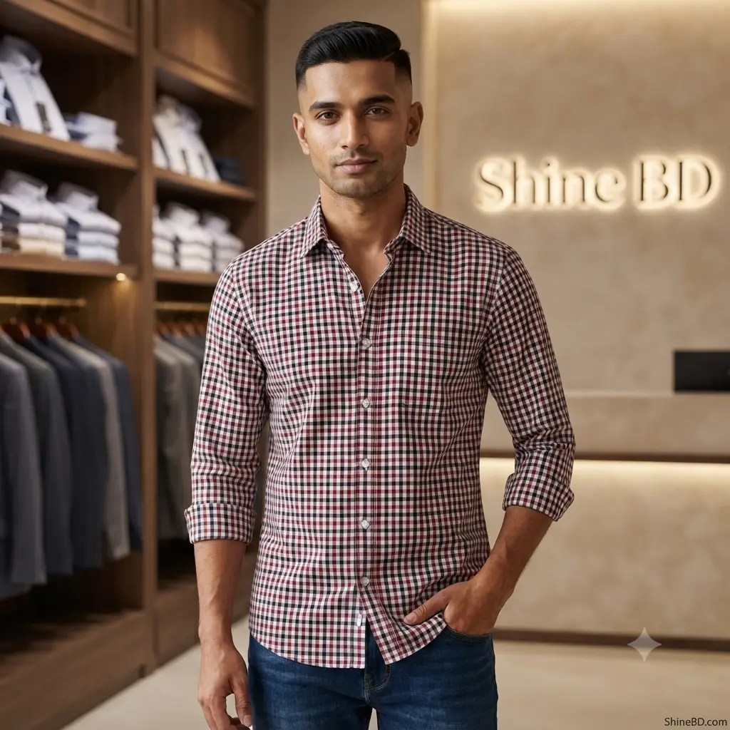 Mens long sleeve Grameen check shirt