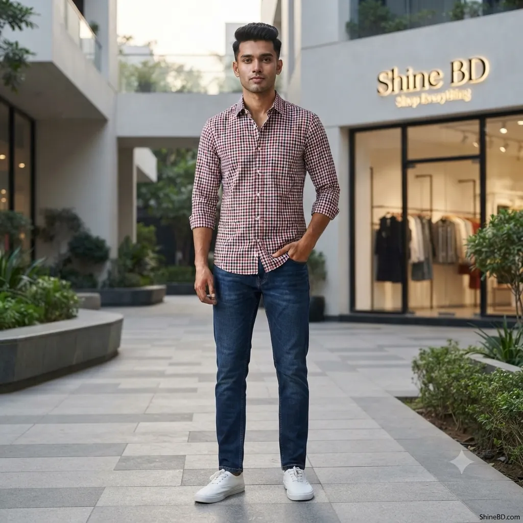 Mens long sleeve Grameen check shirt