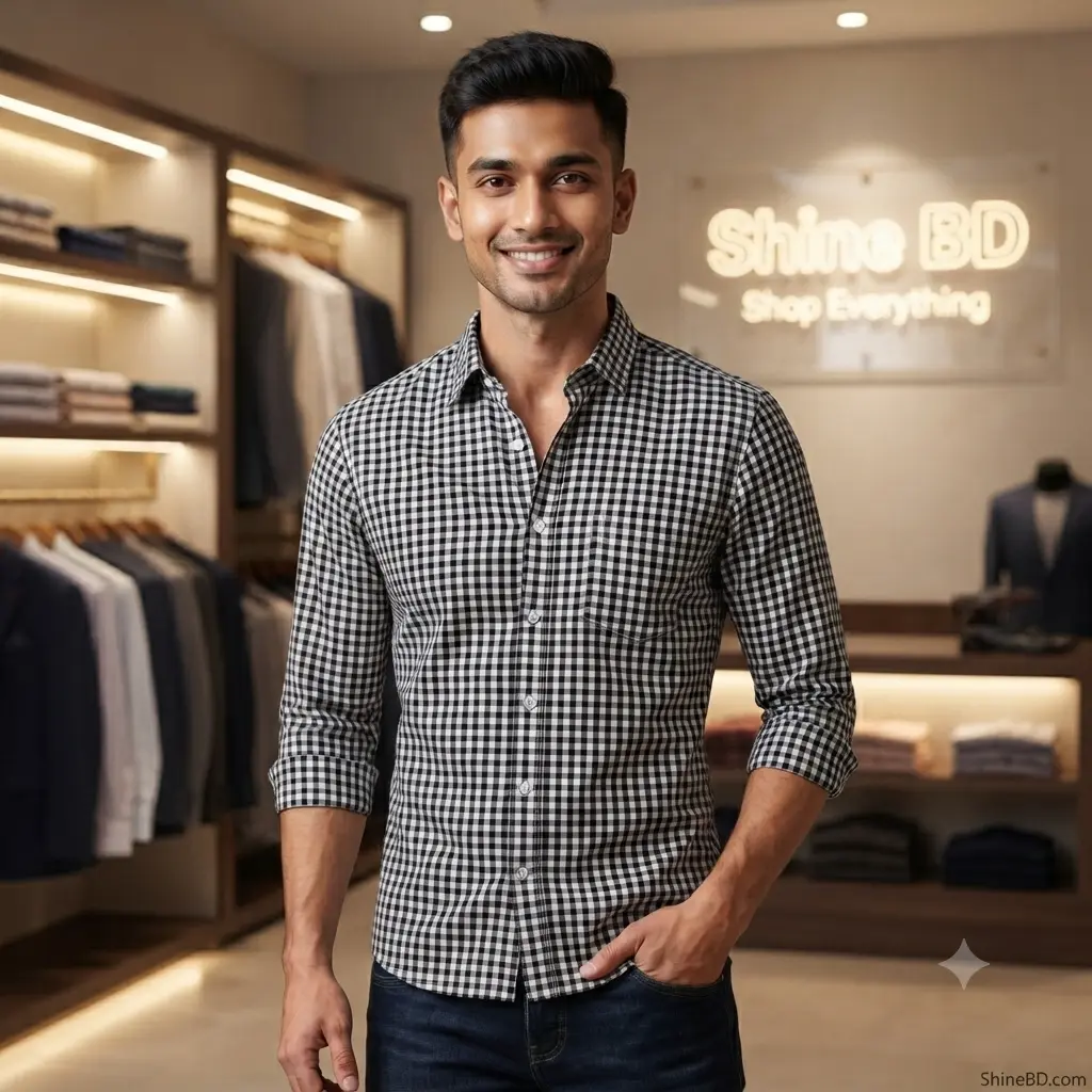 Mens long sleeve Grameen check shirt