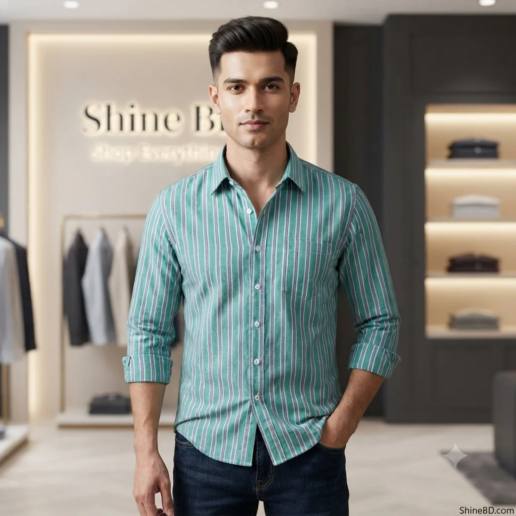 Mens long sleeve Strip shirt