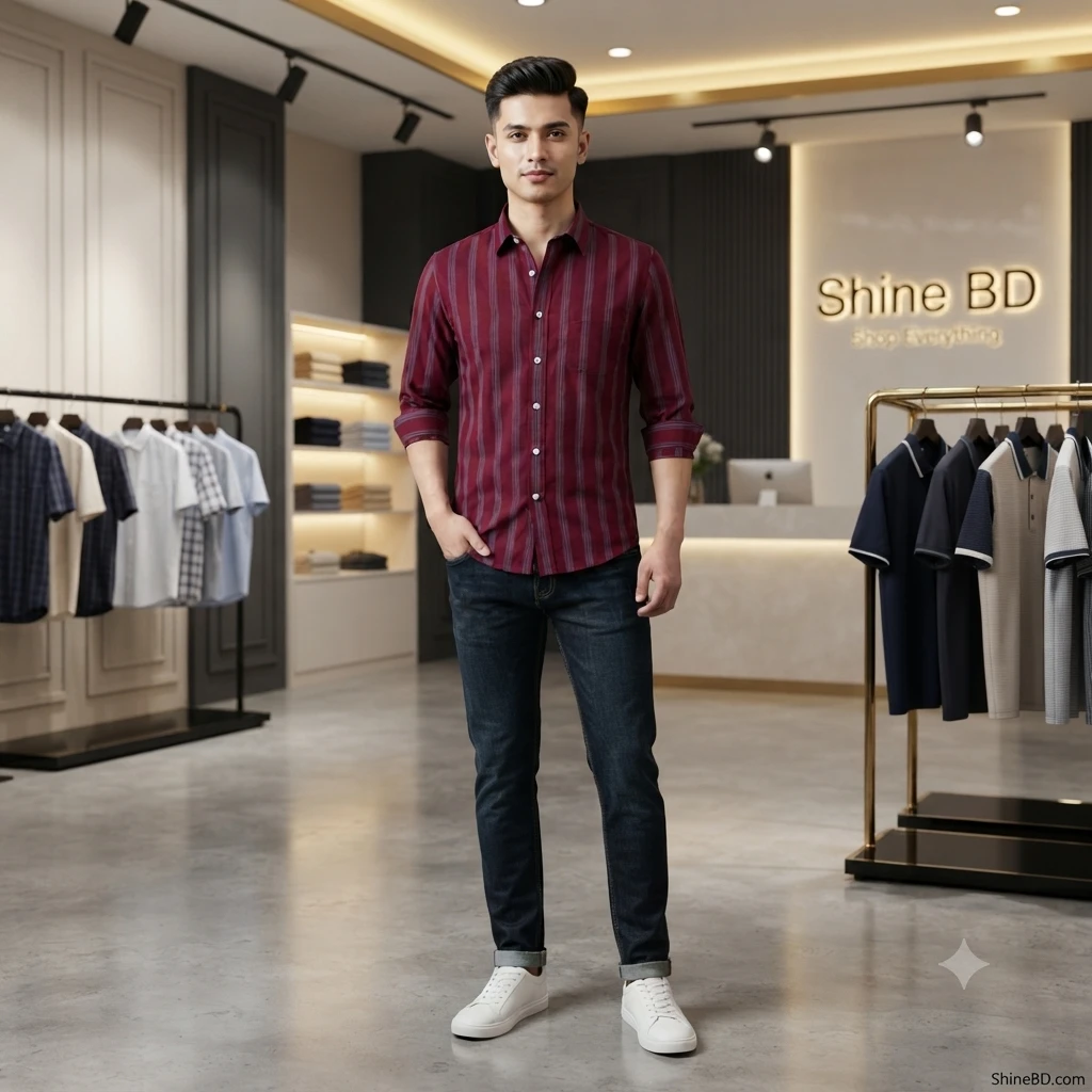 Mens long sleeve Strip shirt