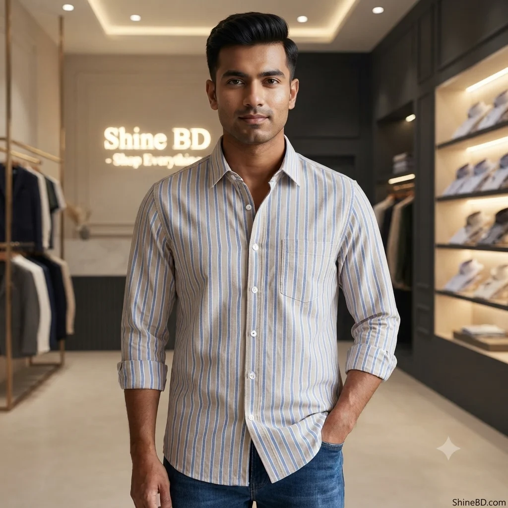 Mens long sleeve Strip shirt