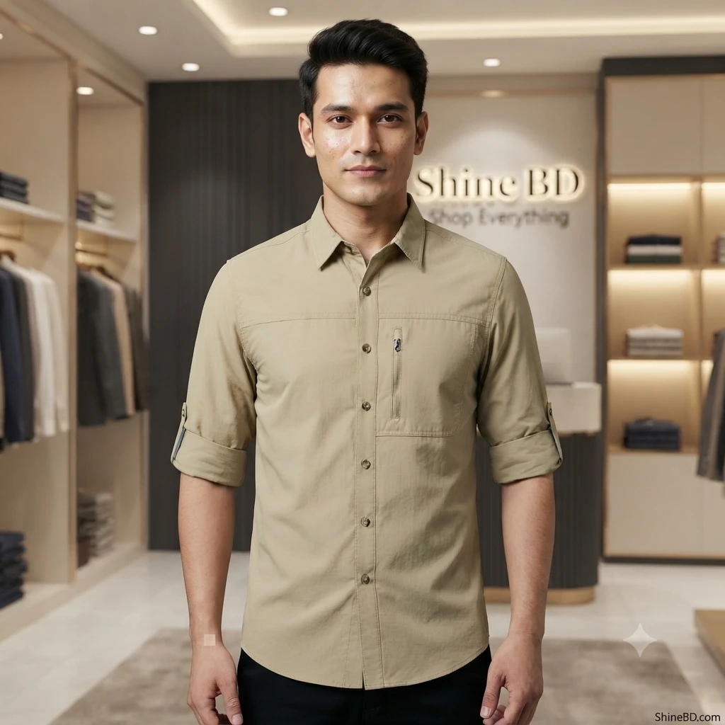 Kaiser Cotton Stylish Full Sleeve Shirt (Khaki)