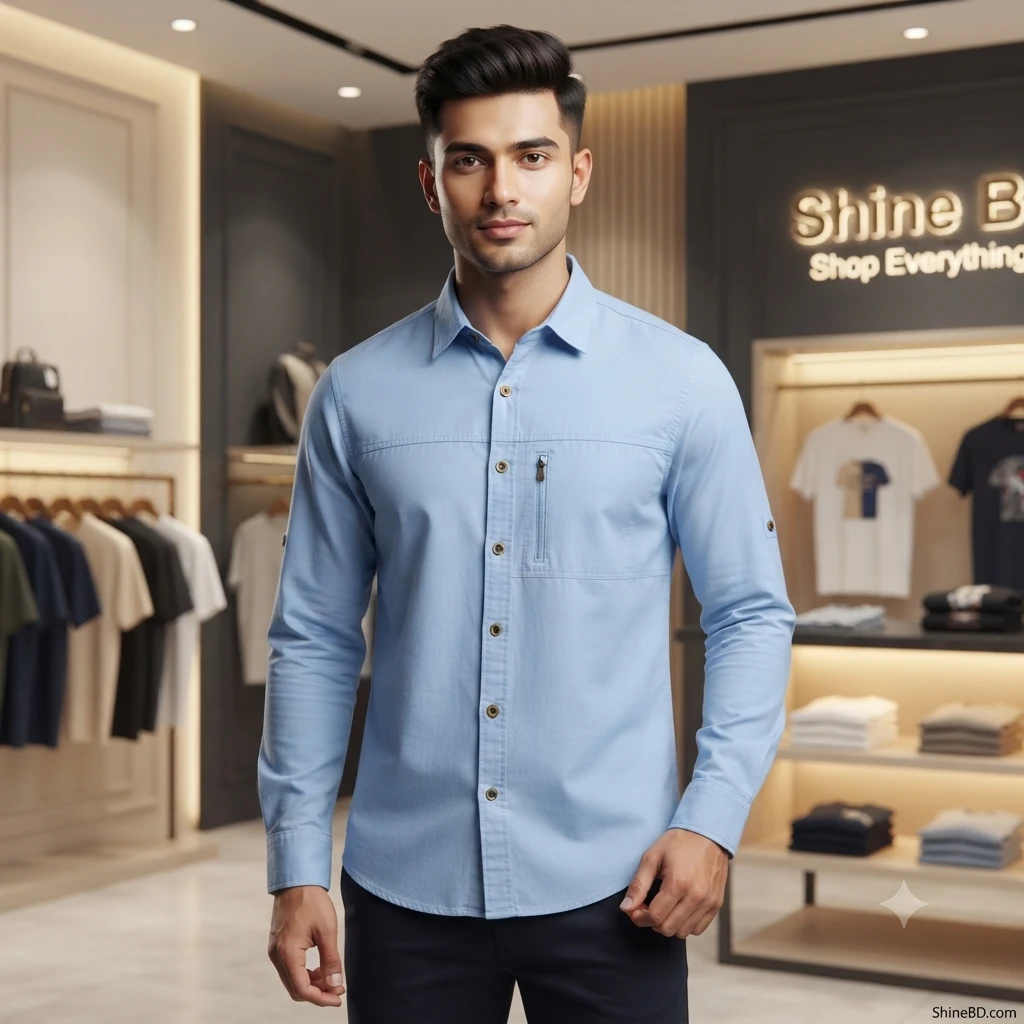 Kaiser Cotton Stylish Full Sleeve Shirt (Sky)
