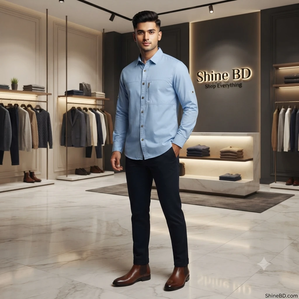 Kaiser Cotton Stylish Full Sleeve Shirt (Sky)