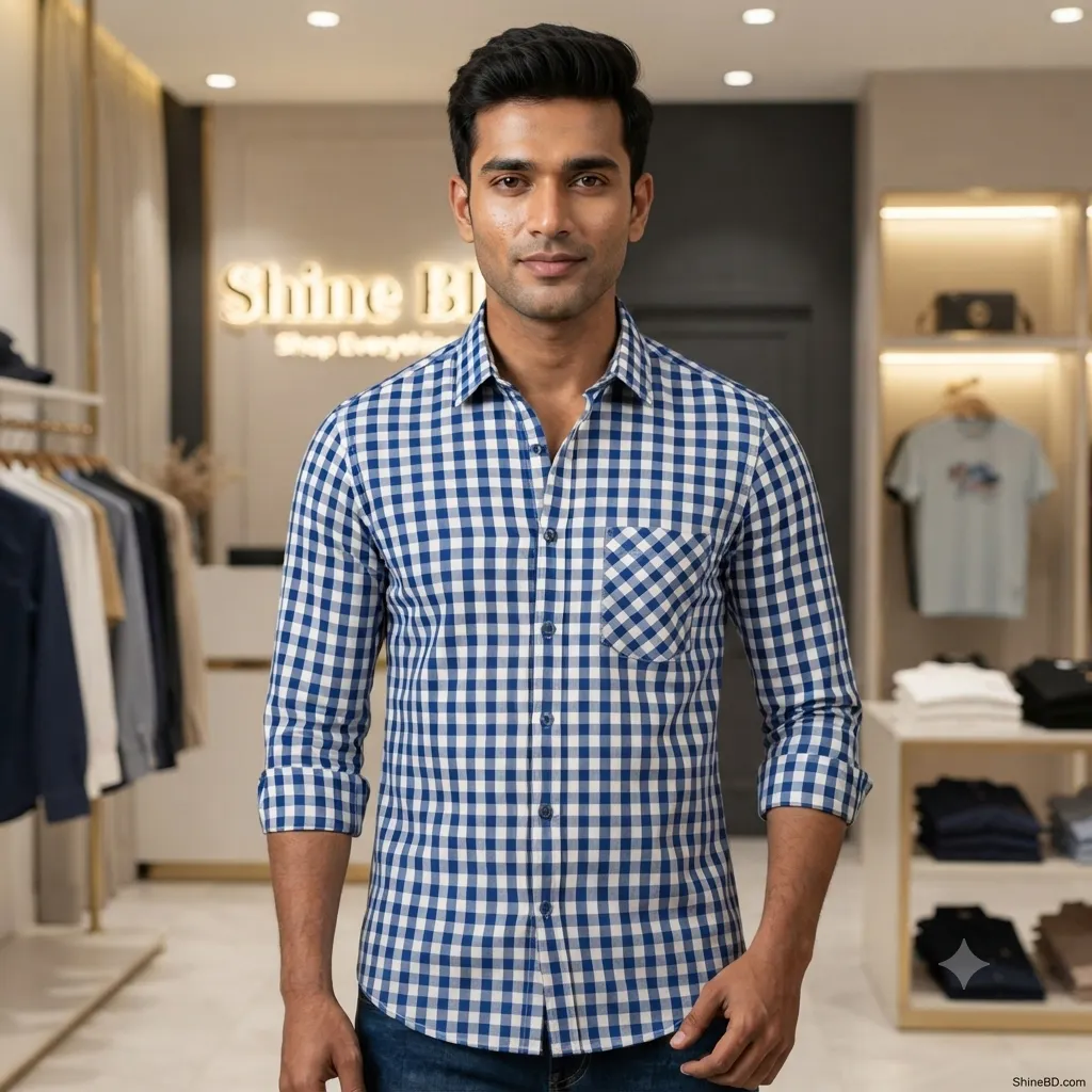 Men's long sleeve check shirt