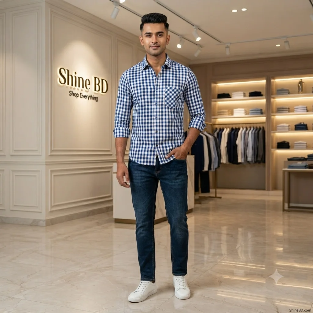 Men's long sleeve check shirt