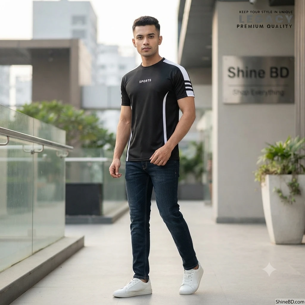 Stylish Half Sleeve Sports T-shirt