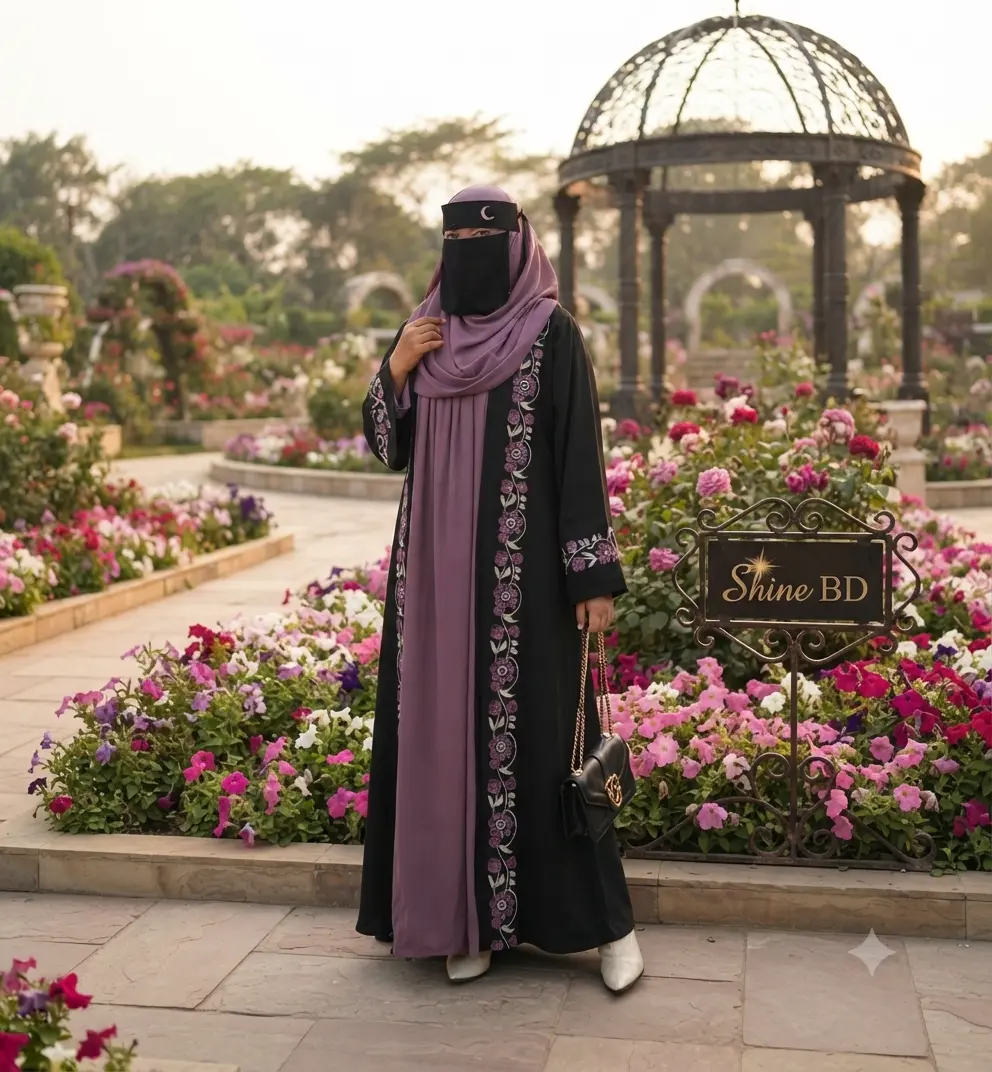 Embroidery Koti Borka (With Hijab)