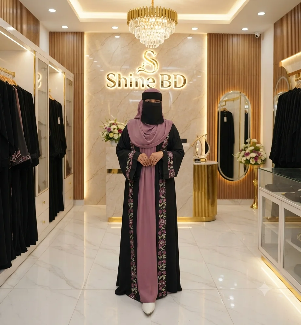 Embroidery Koti Borka (With Hijab)