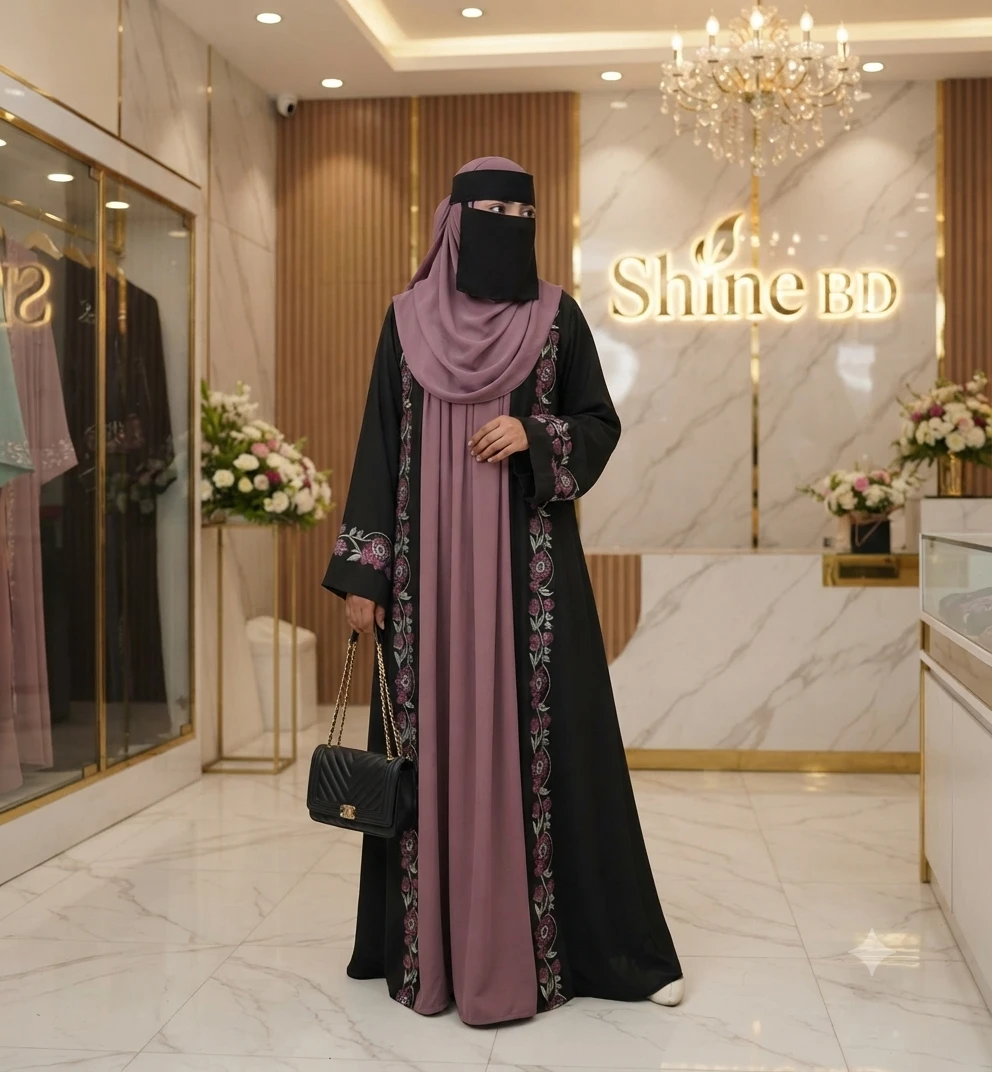 Embroidery Koti Borka (With Hijab)