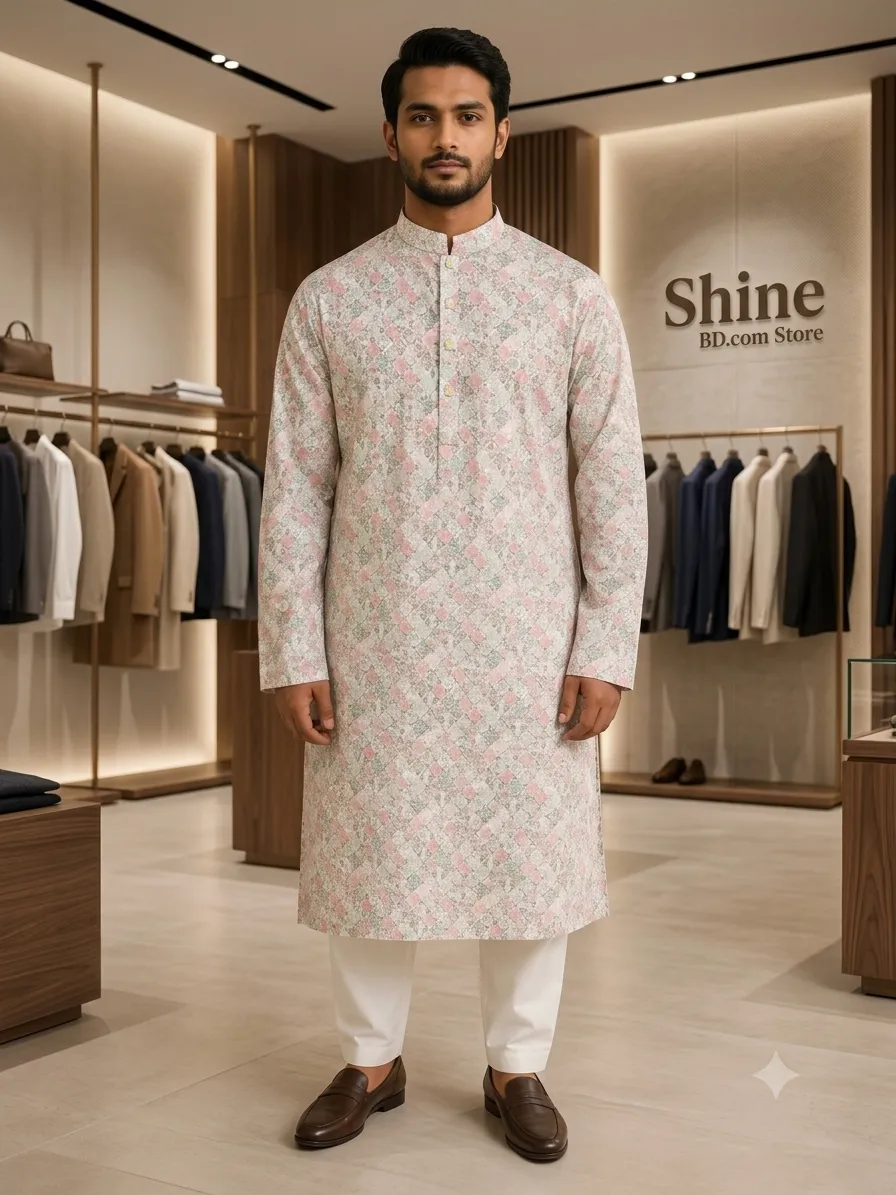 Premium Cotton Print Panjabi