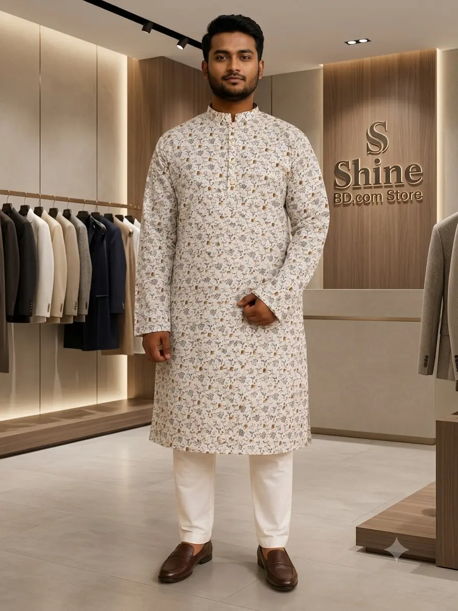 Premium Cotton Print Panjabi