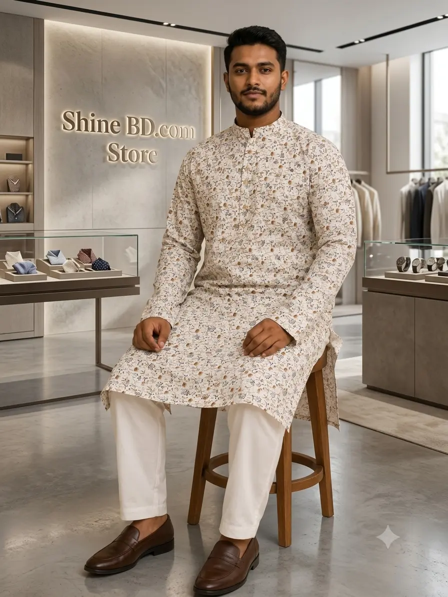 Premium Cotton Print Panjabi