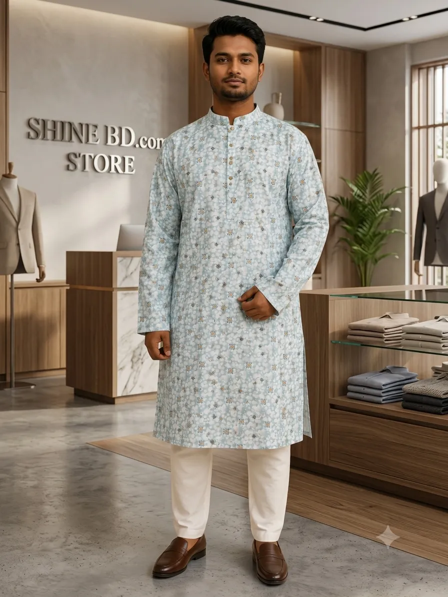 Premium Cotton Print Panjabi