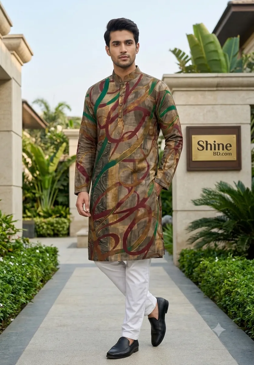 Premium Cotton Print Panjabi