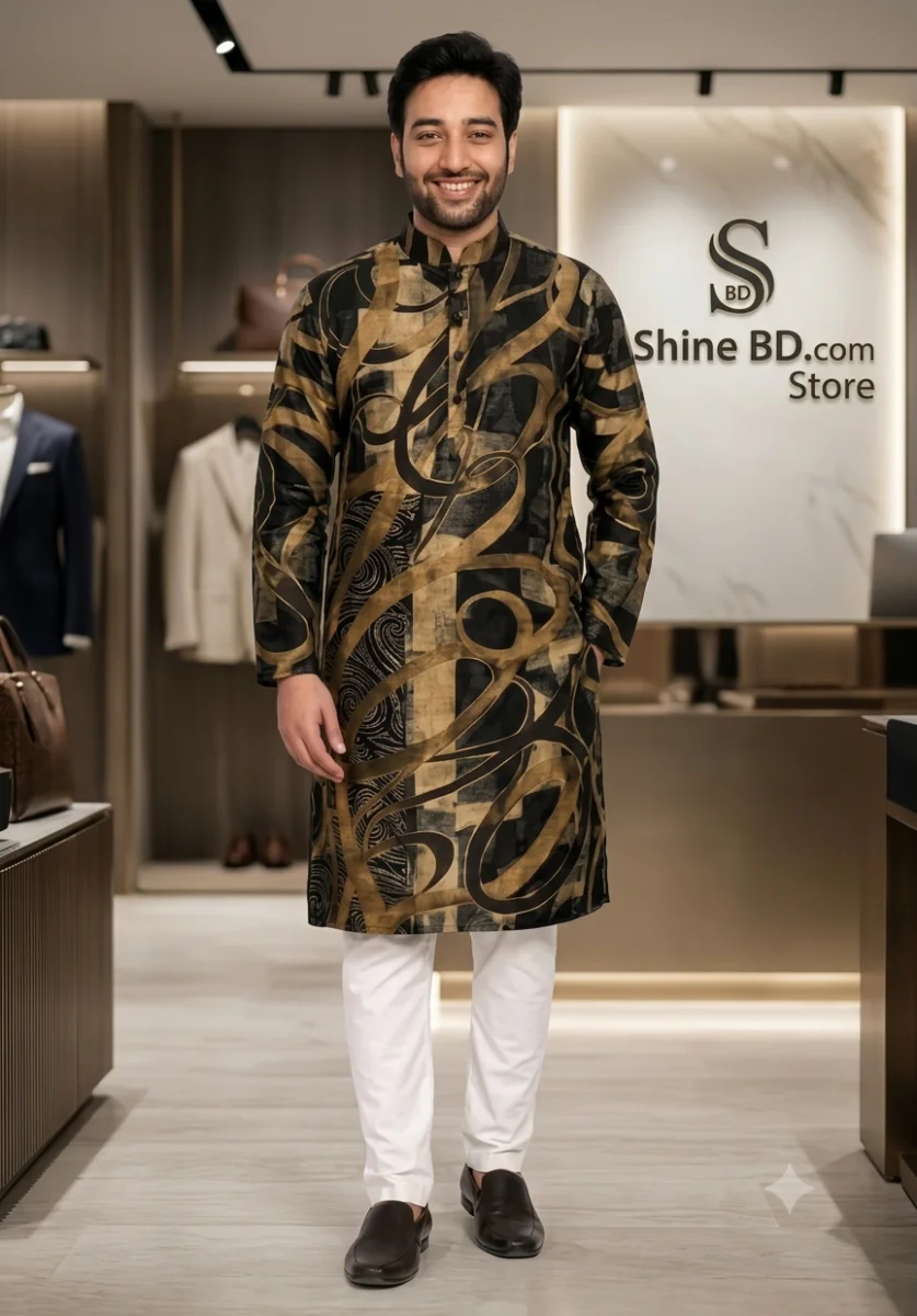 Premium Cotton Print Panjabi