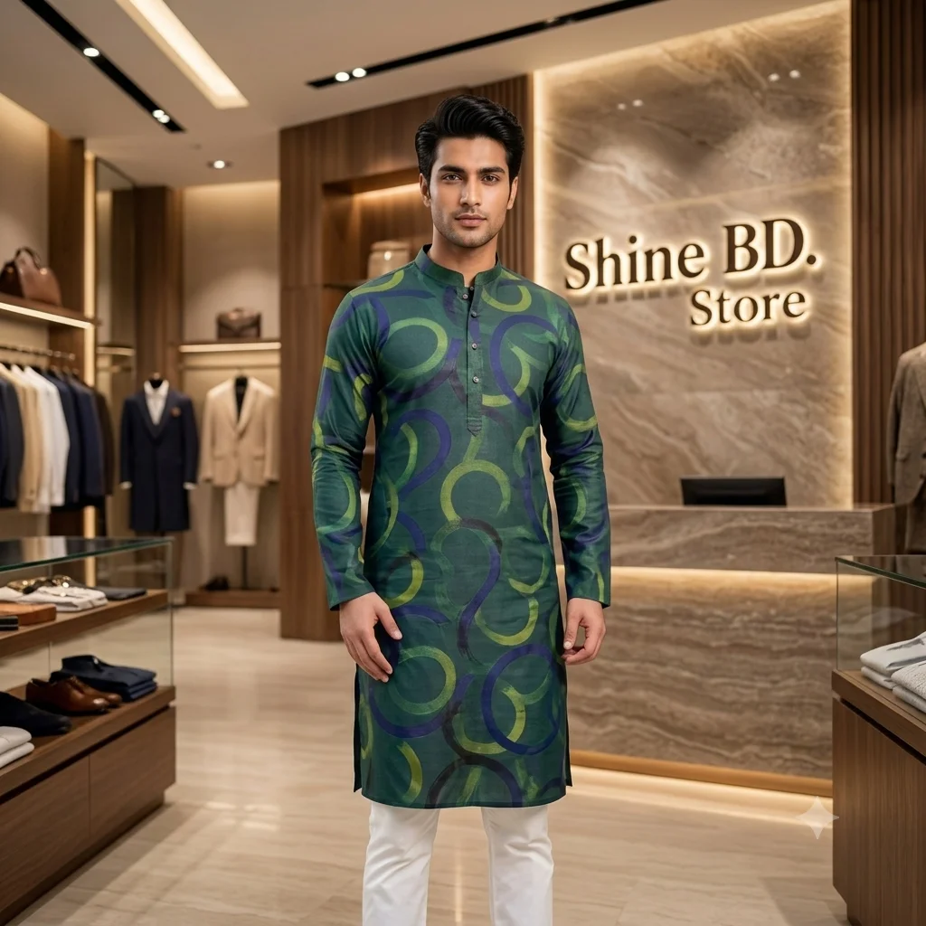 Premium Cotton Print Panjabi