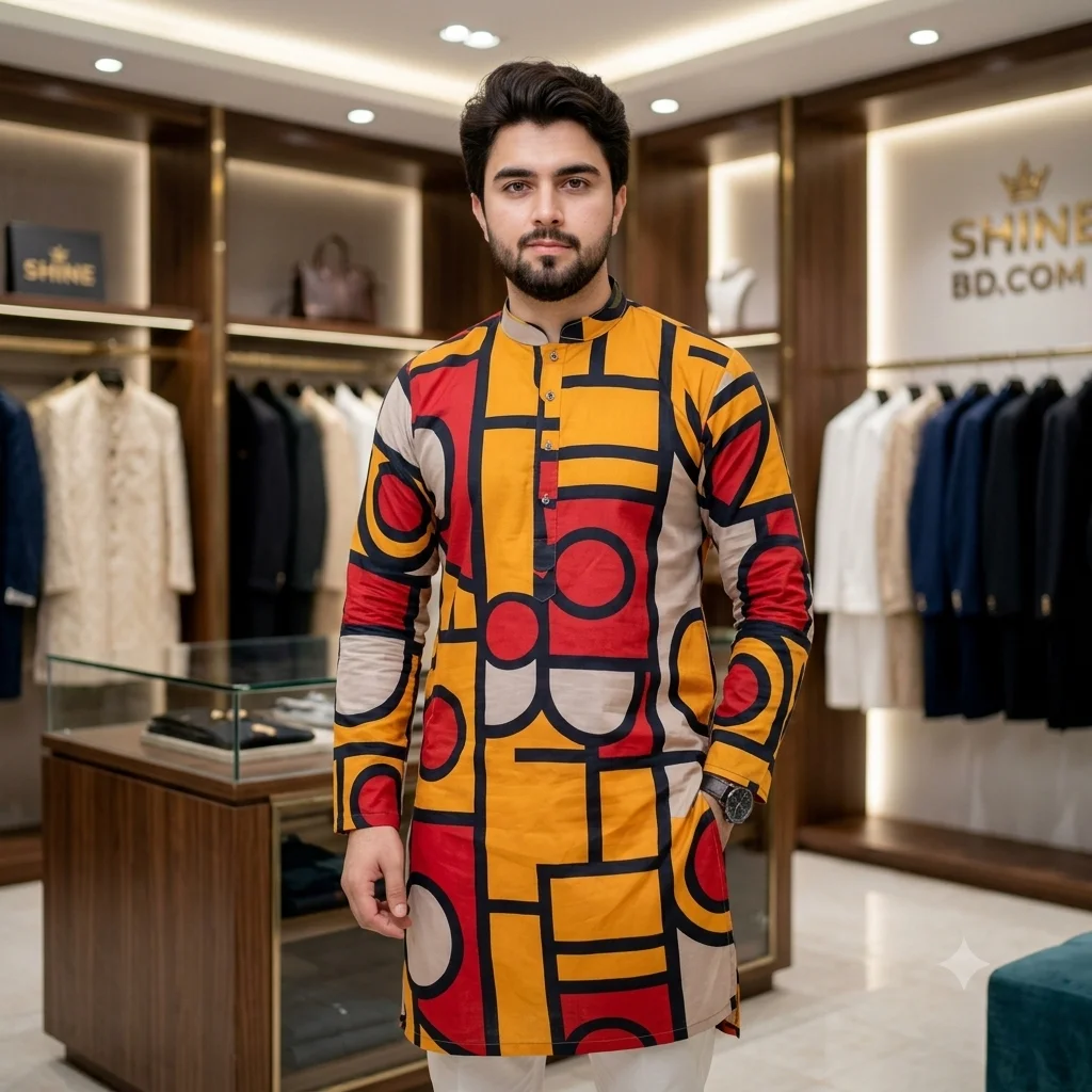 Premium Cotton Print Panjabi
