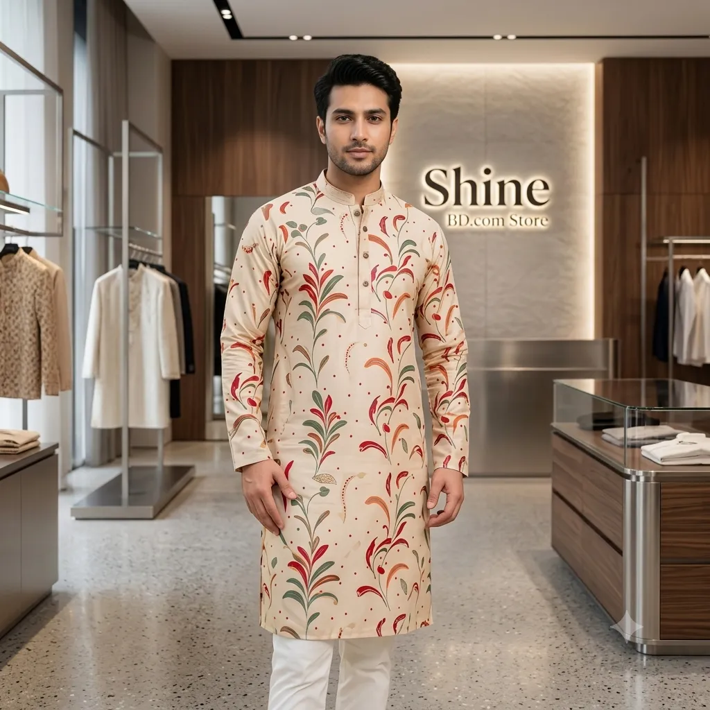 Premium Cotton Print Panjabi
