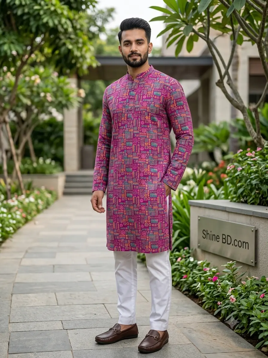Premium Cotton Print Panjabi