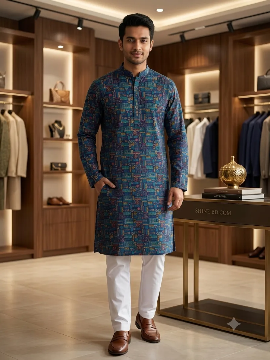 Premium Cotton Print Panjabi