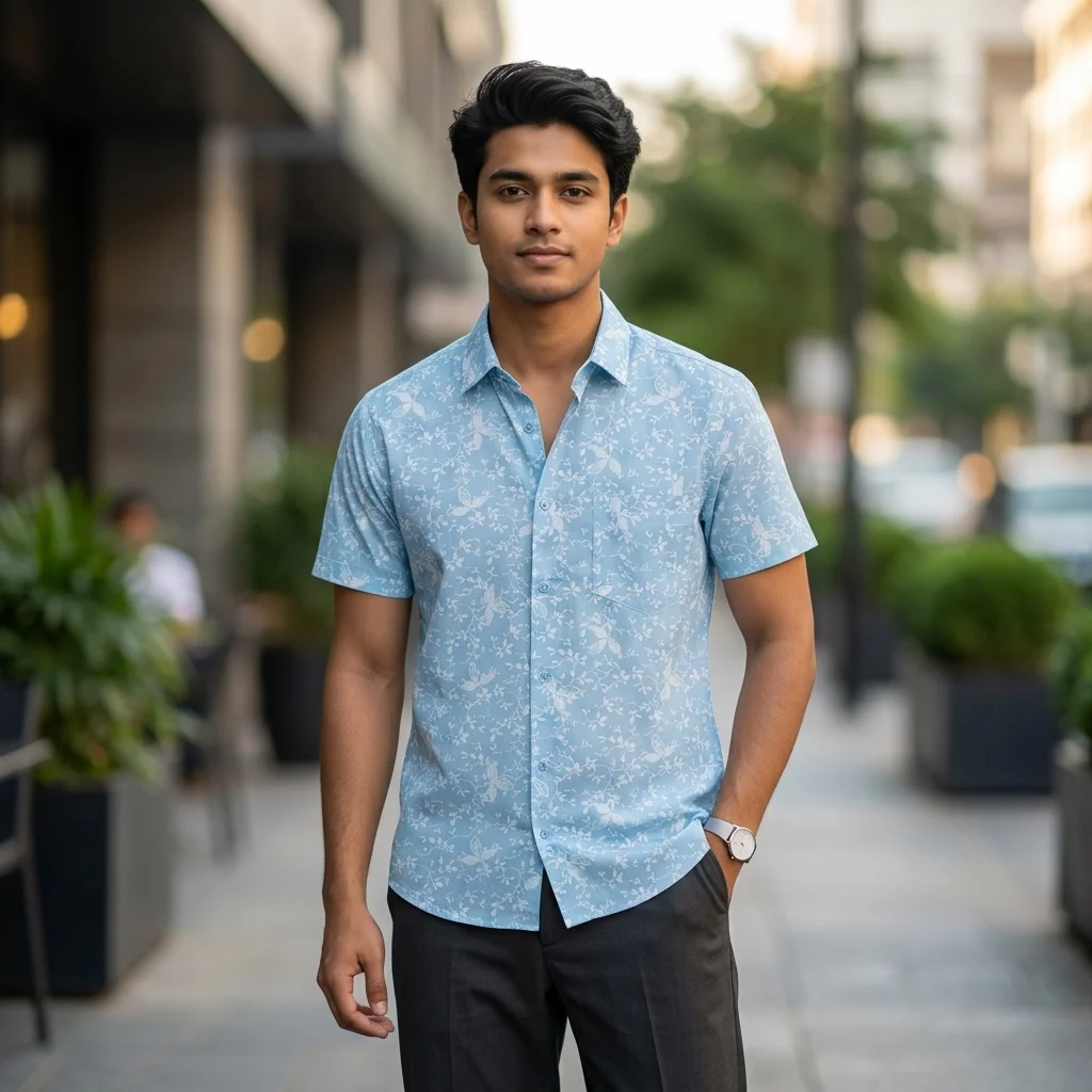 Pure Cotton Half Sleeve Print Shirt