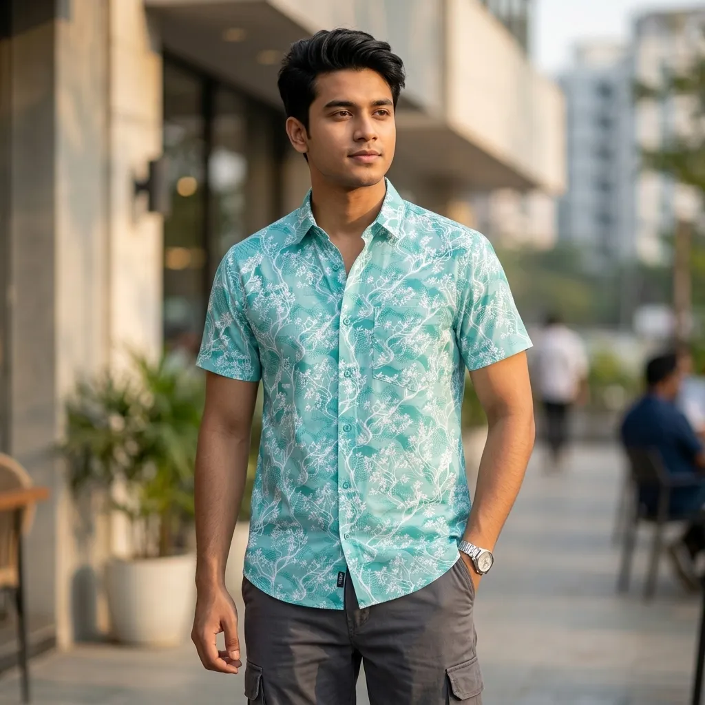 Pure Cotton Half Sleeve Print Shirt