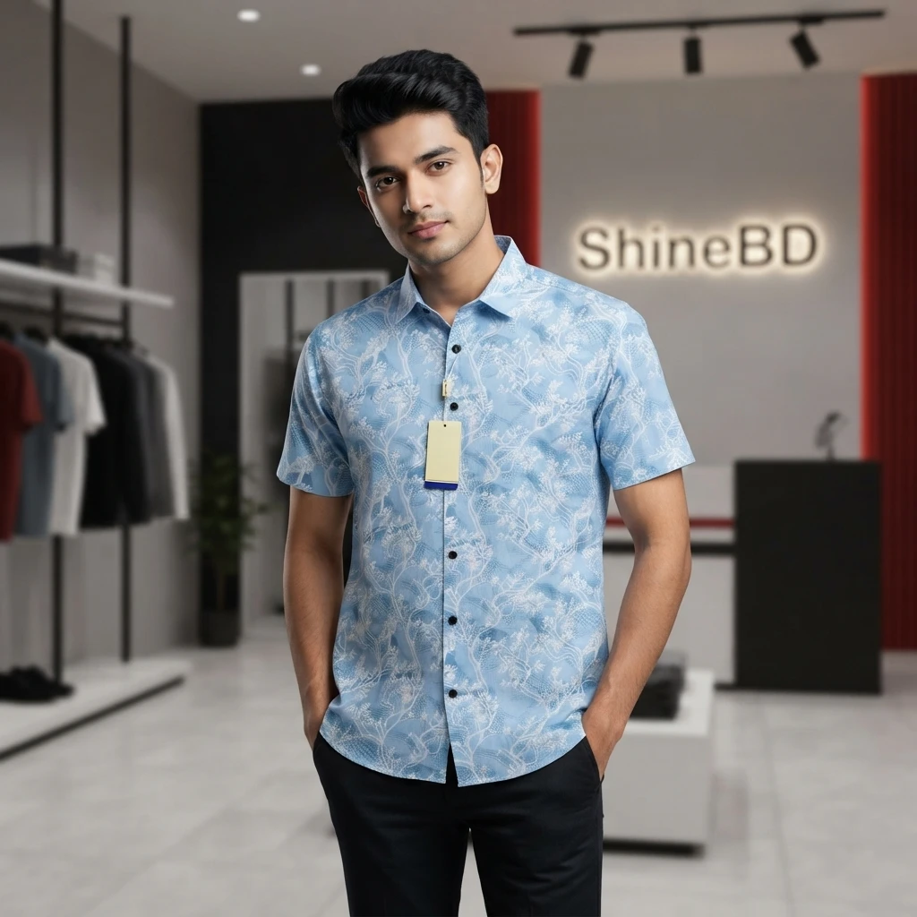 Pure Cotton Half Sleeve Print Shirt for Men's