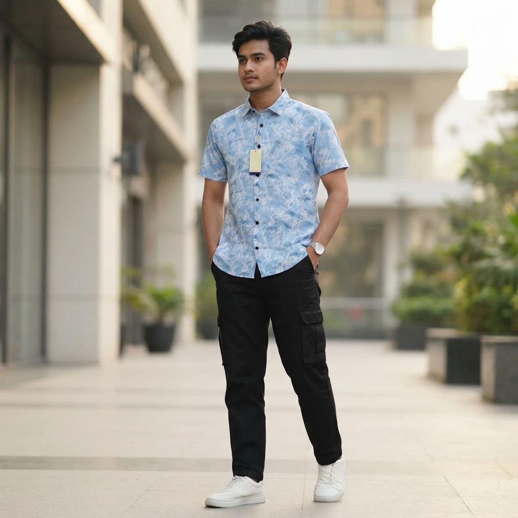 Pure Cotton Half Sleeve Print Shirt for Men's