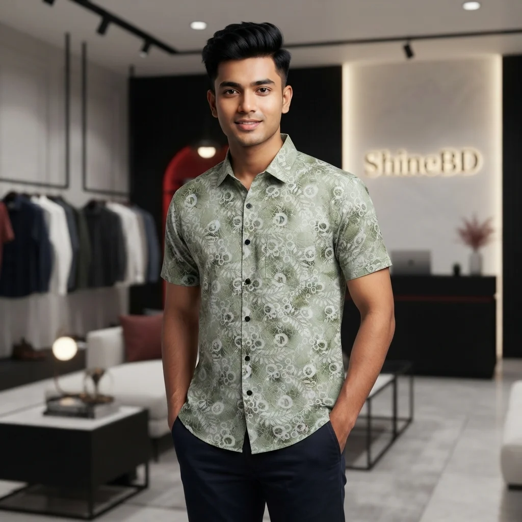 Pure Cotton Half Sleeve Print Shirt for Men's