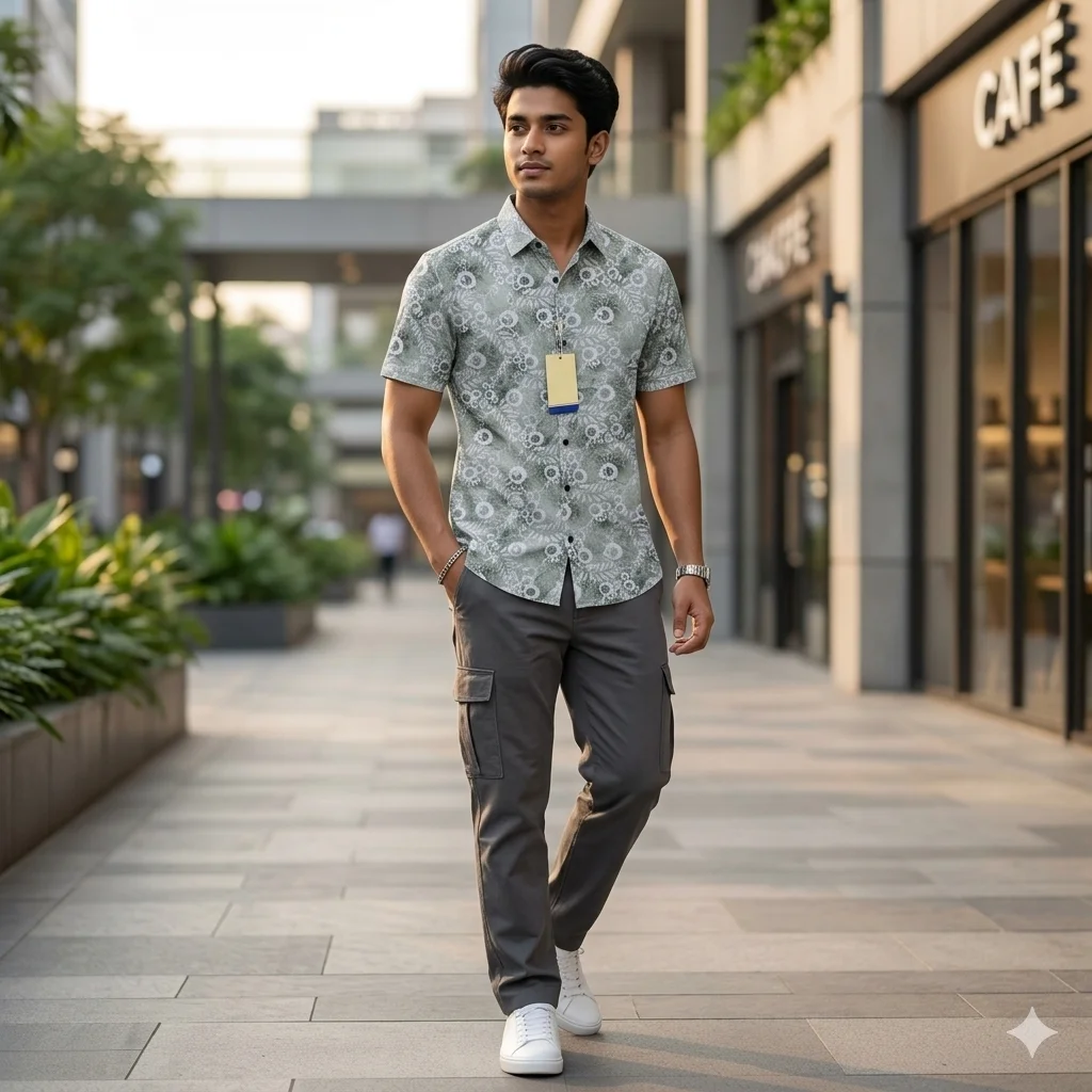 Pure Cotton Half Sleeve Print Shirt for Men's