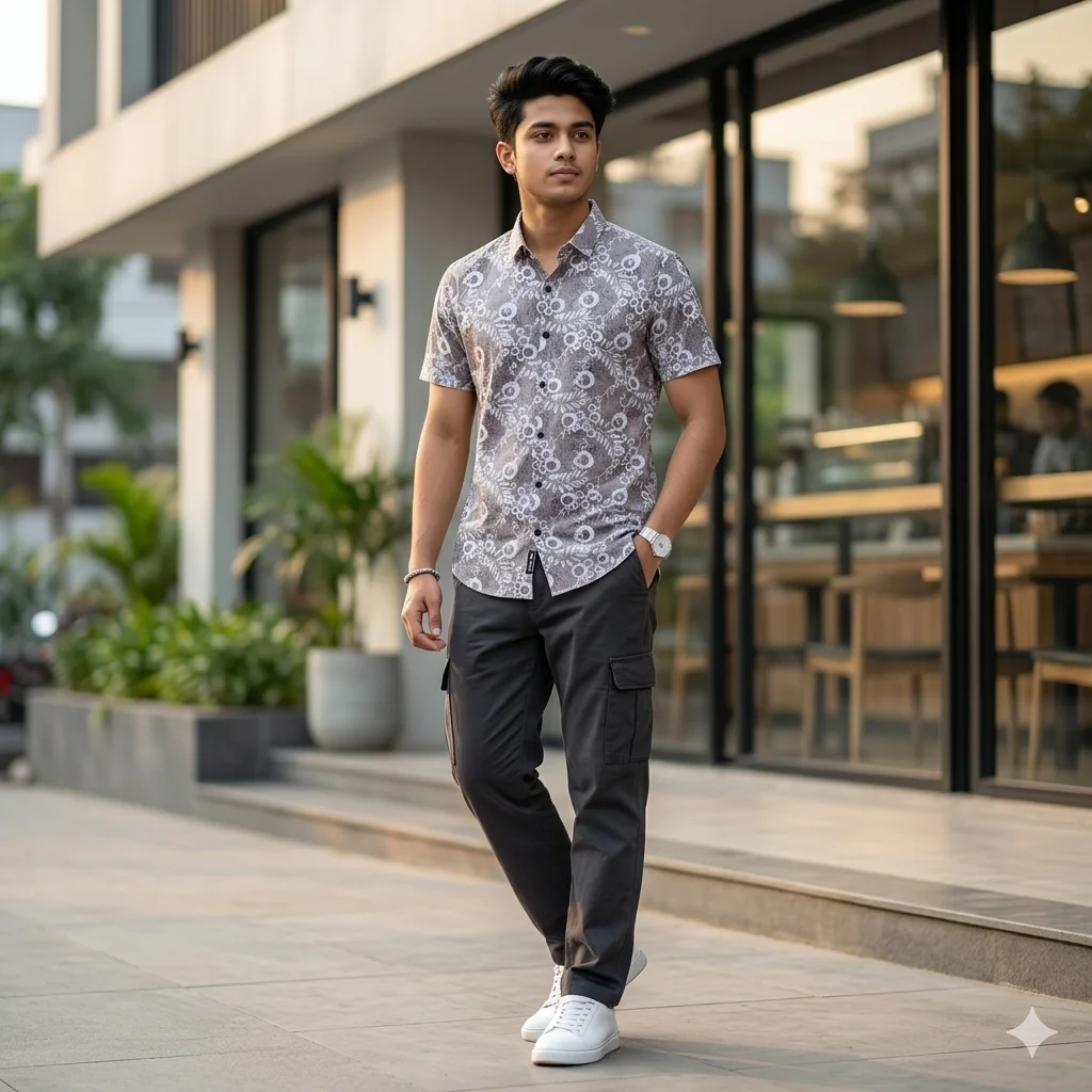 Pure Cotton Half Sleeve Print Shirt for Men's