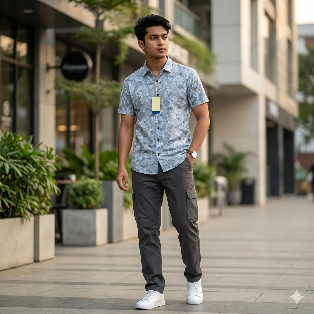Pure Cotton Half Sleeve Print Shirt for Men's