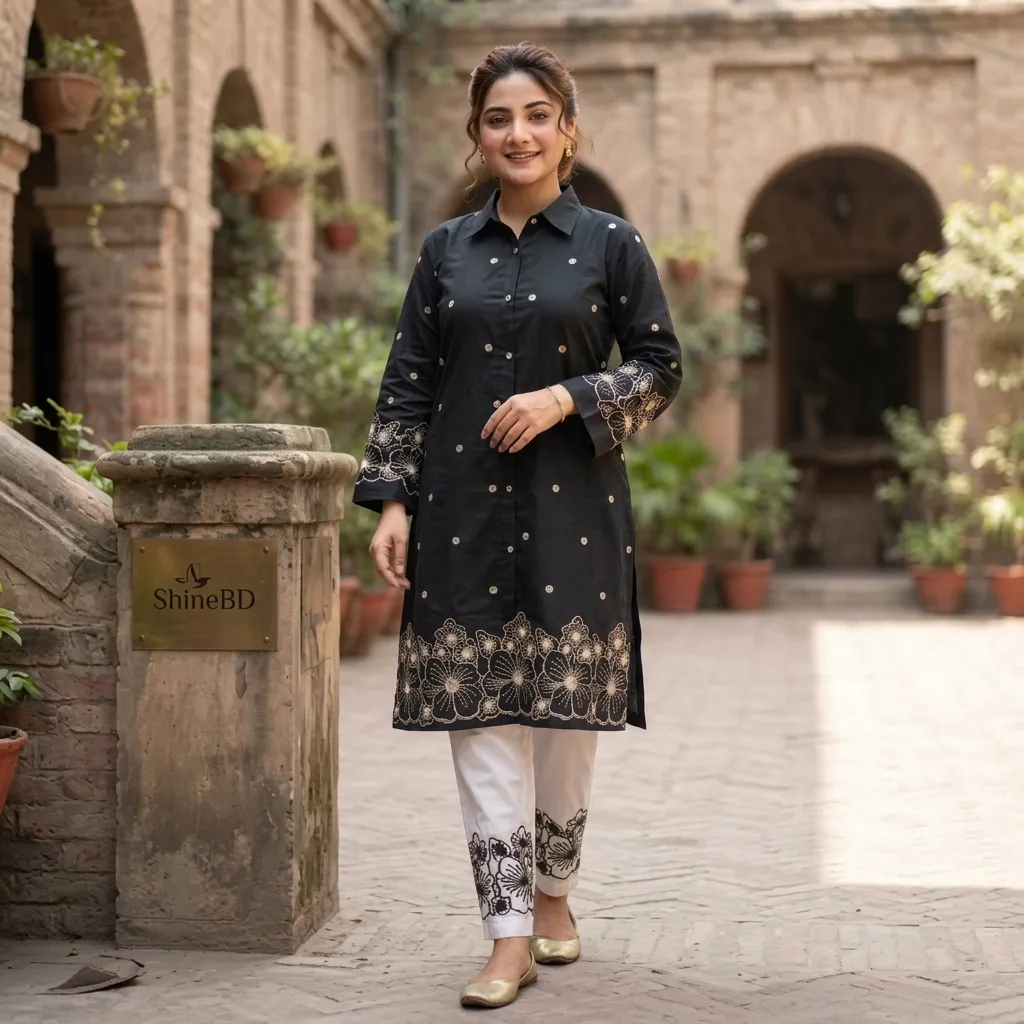 stylish Embroidery Two Piece Co-Ord Set