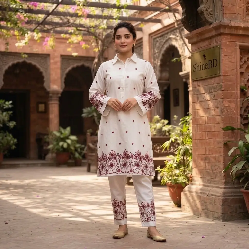 stylish Embroidery Two Piece Co-Ord Set