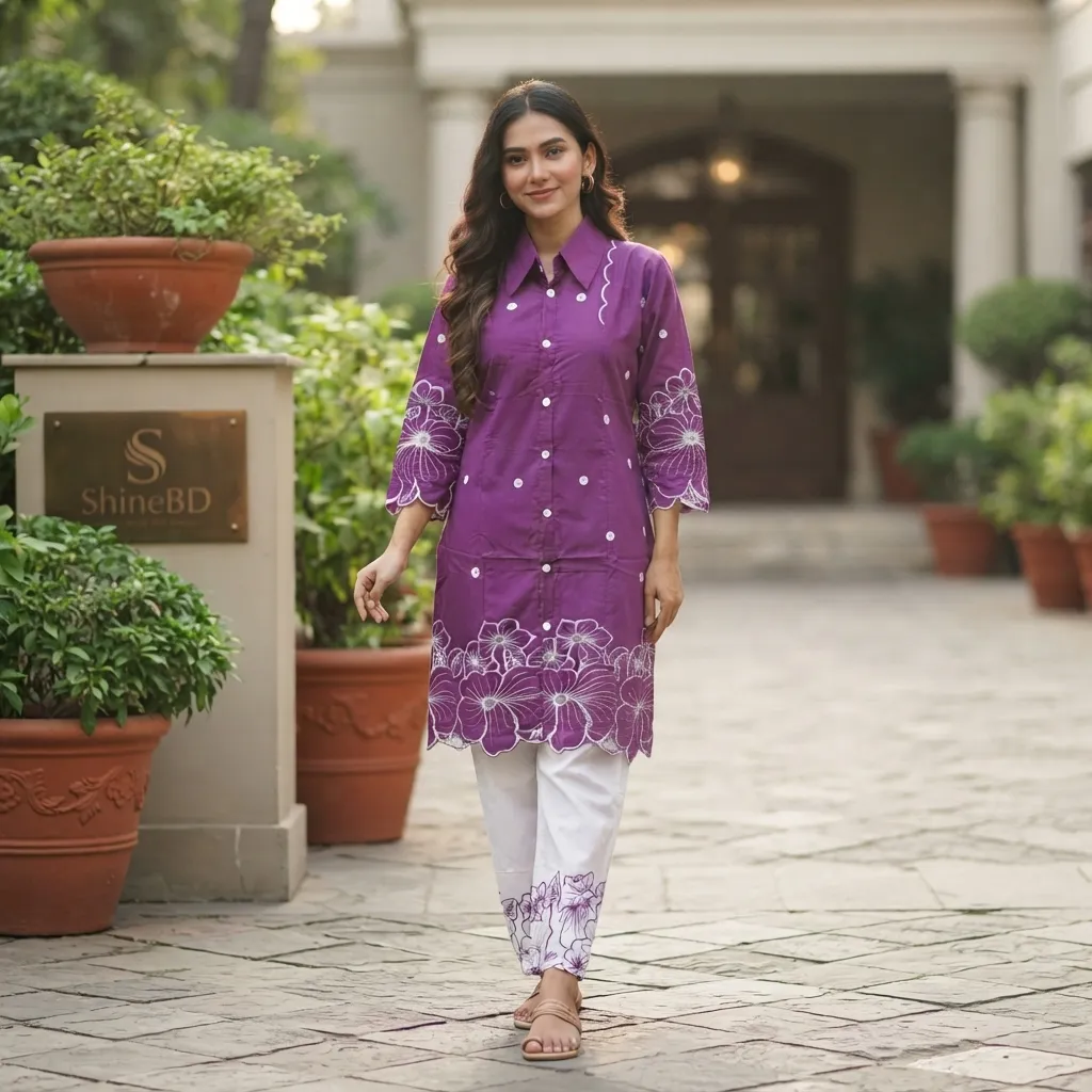 stylish Embroidery Two Piece Co-Ord Set