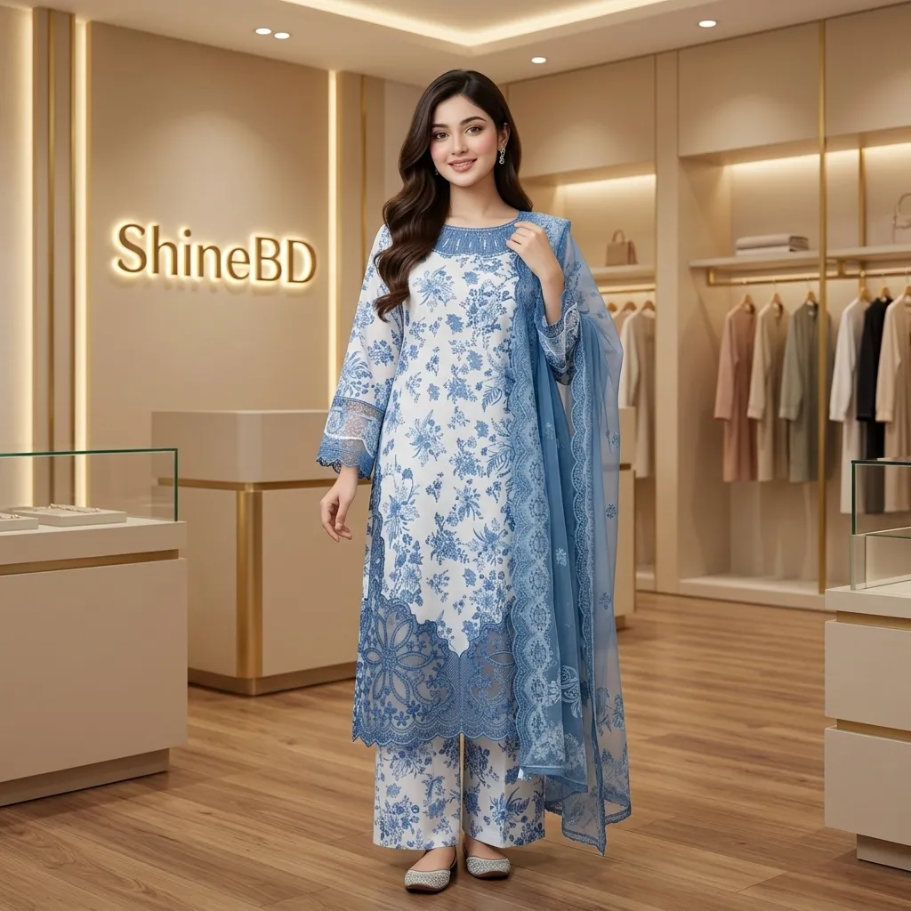 Cotton Embroidery Three Piece