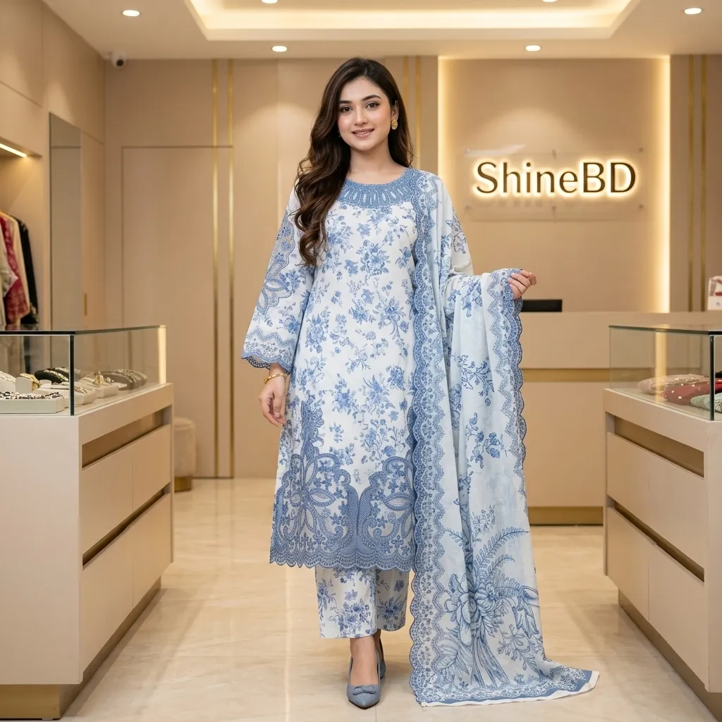 Cotton Embroidery Three Piece